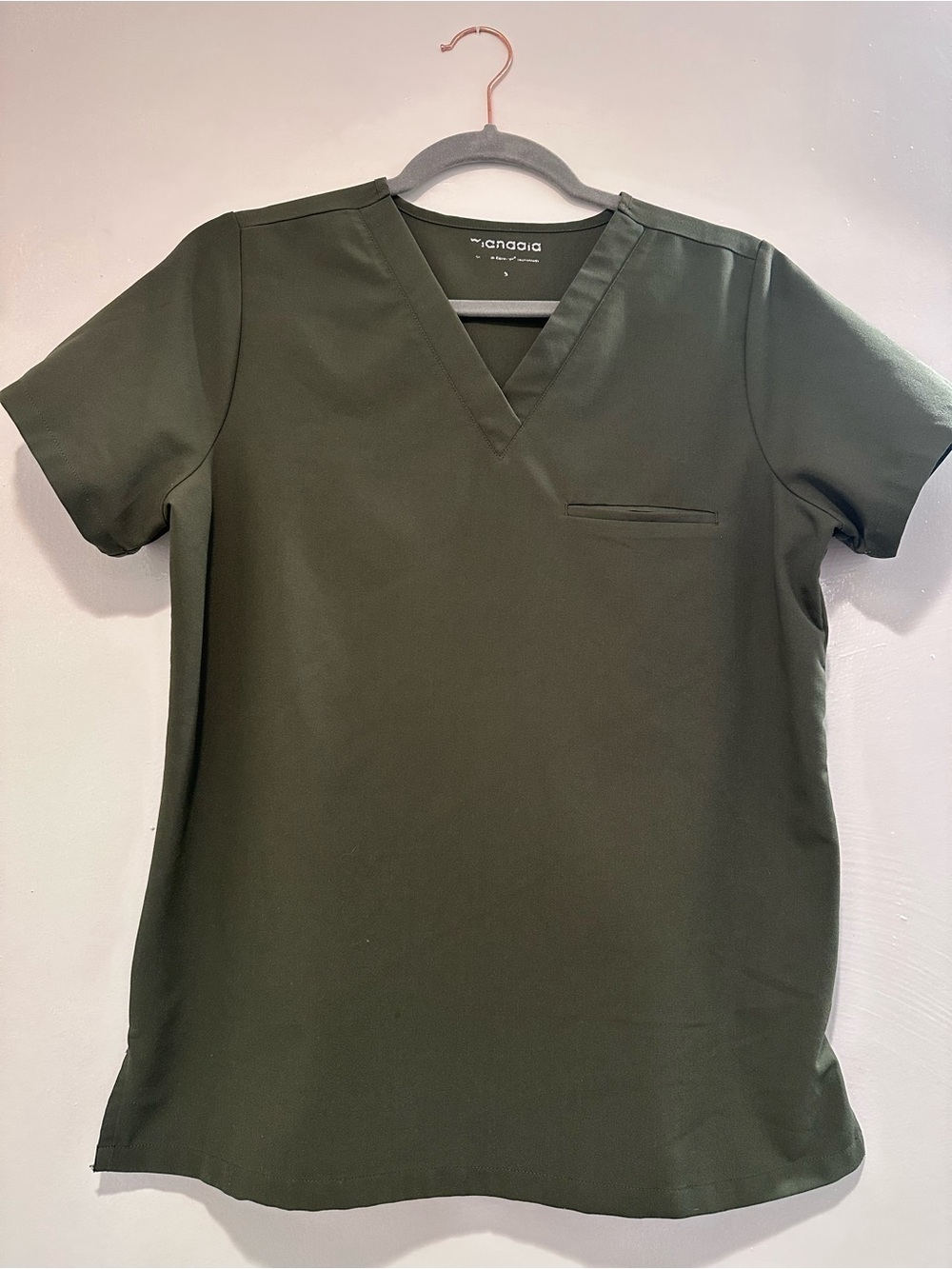 Olive V-Neck Short Sleeve Scrub Top